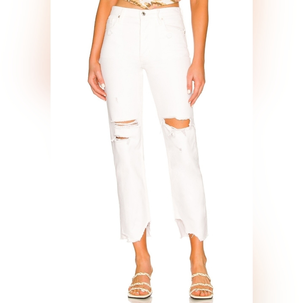 NWT We the Free Jeans - free people, tapered baggy, chalk white, distressed